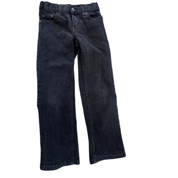 Wonder Nation Black Denim Jeans 7R Kids Slim Fit Adjustable Waist Cotton Blend - Picture 1 of 6